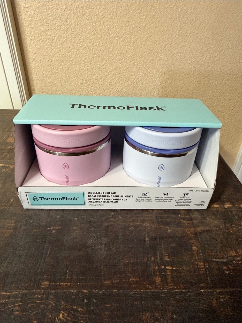 ThermoFlask Insulated Food Jars - Pink & Purple Set of 2)